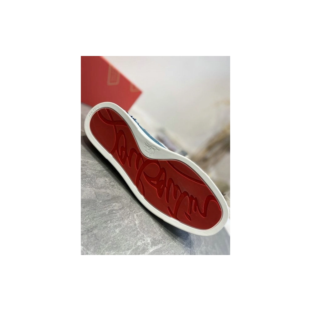 Cheap Christian Louboutin Louis Spikes 2 High-top Sneakers Suede Coffee Sale Online
