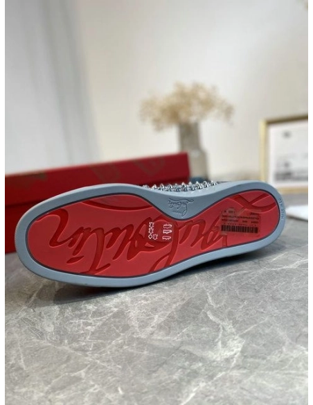 Knockoff Christian Louboutin Louis Orlato Spikes High-top Sneakers Veau Velours Gray