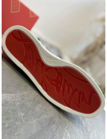 Fake Christian Louboutin Louis Orlato Spike Sneakers Patent And Leather Black White