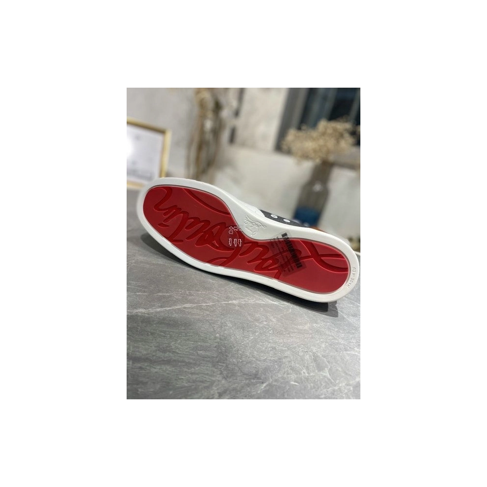 Replica Christian Louboutin Lou Spike High Top Sneakers Calf Leather Multicolor