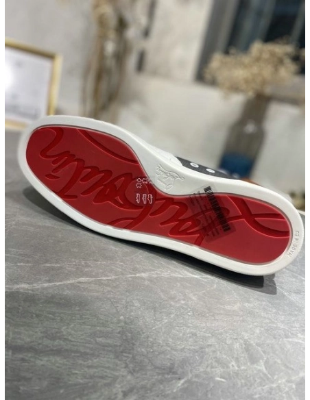 Replica Christian Louboutin Lou Spike High Top Sneakers Calf Leather Multicolor