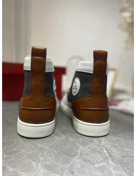Replica Christian Louboutin Lou Spike High Top Sneakers Calf Leather Multicolor