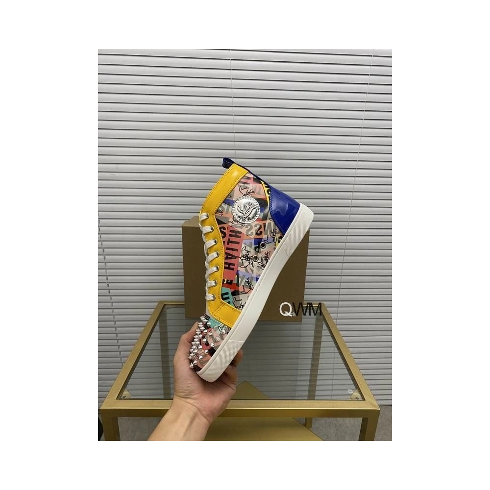 Discount Christian Louboutin Lou Spikes Loubiballage High-top Sneakers With Spikes In Version Multi