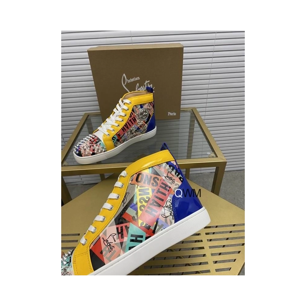 Discount Christian Louboutin Lou Spikes Loubiballage High-top Sneakers With Spikes In Version Multi