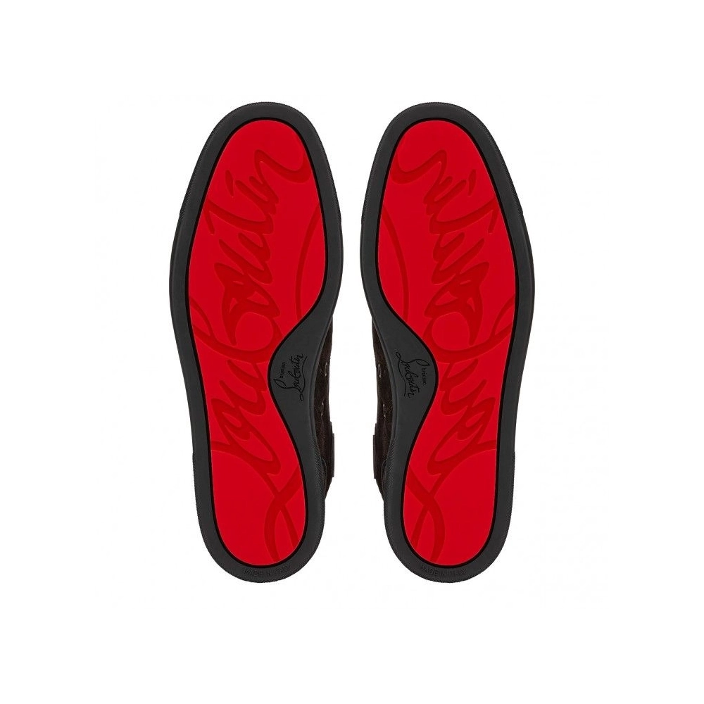 Knockoff Christian Louboutin Louis High-Top Sneakers Braided Calf Leather Black, Fake CL Shoes