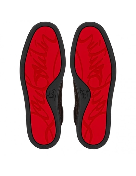 Knockoff Christian Louboutin Louis High-Top Sneakers Braided Calf Leather Black, Fake CL Shoes
