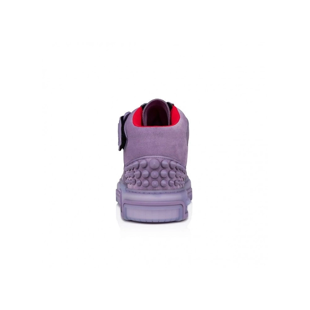 Replica Christian Louboutin Astroloubi Mid High-Top Sneakers Calf Leather Veau Velours And Rubber Parme