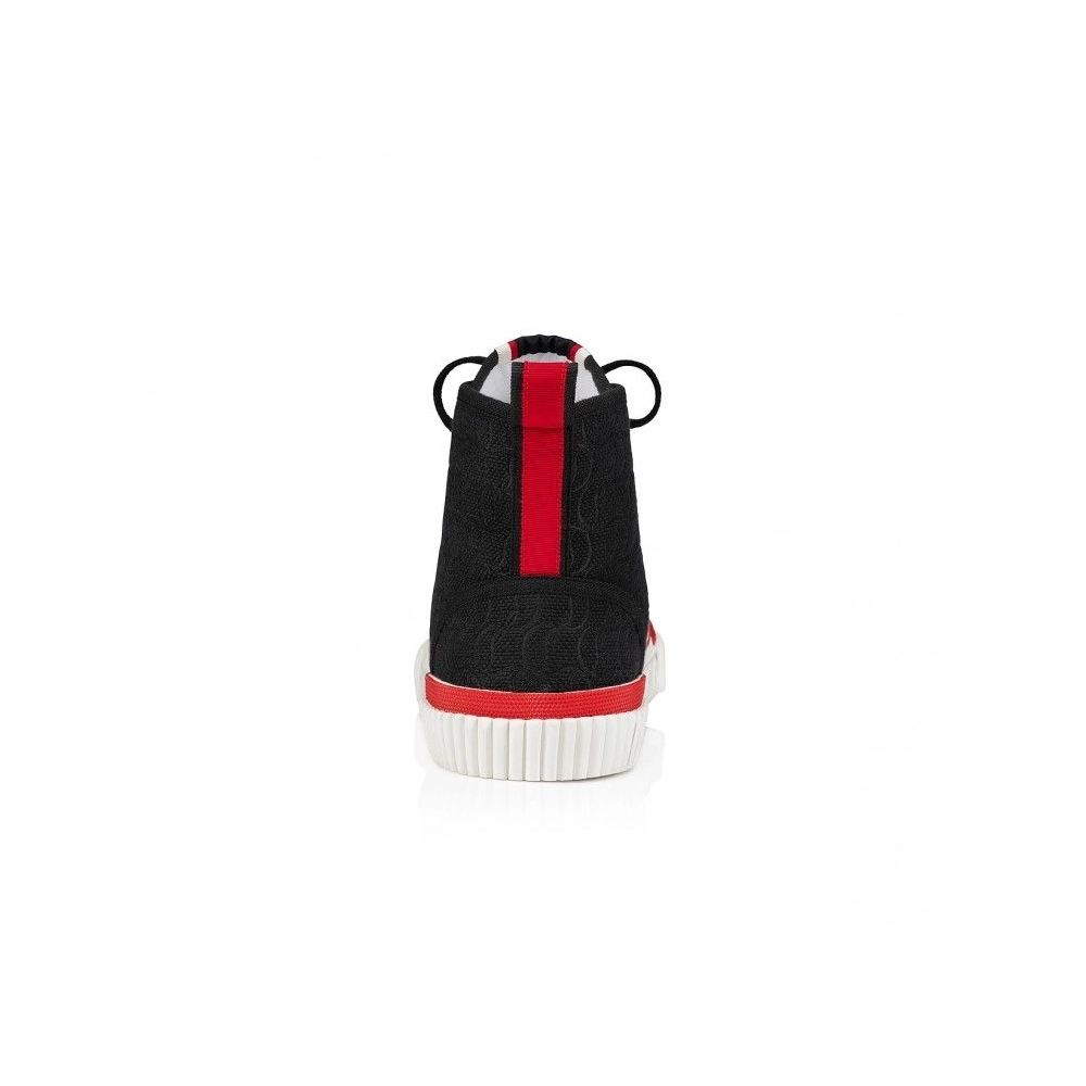 Cheap Christian Louboutin Pedro High-Top Sneakers Jacquard Monogram Cl Black on Sale, Discount CL Shoes