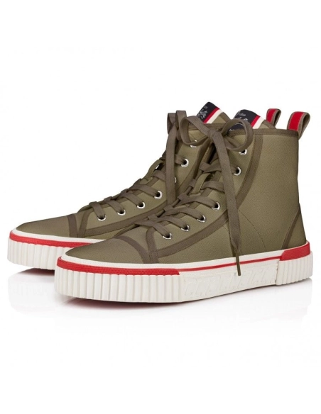 Discount Christian Louboutin Pedro High-top sneakers Fabric Sierra, Cheap Christian Louboutin Shoes for Sale