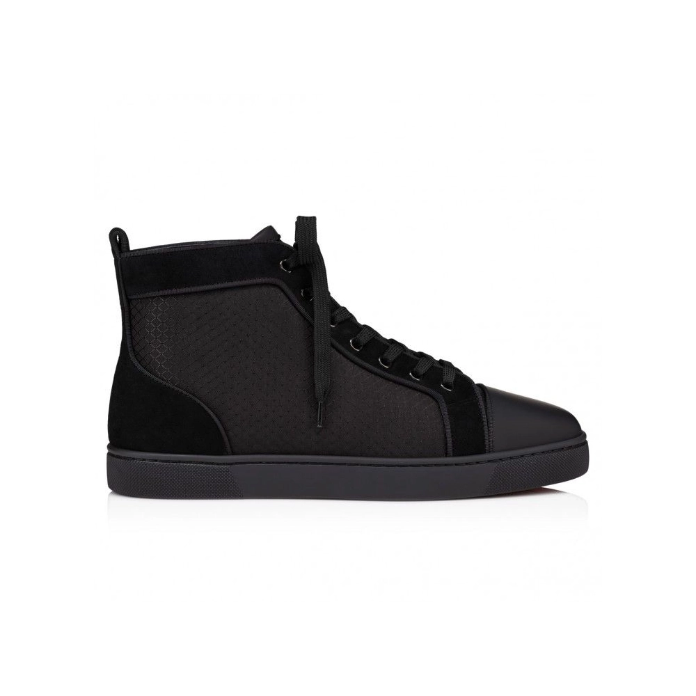 Replica Christian Louboutin Louis High-Top Sneakers Patent Calf Leather Black, Fake Christian Louboutin Shoes