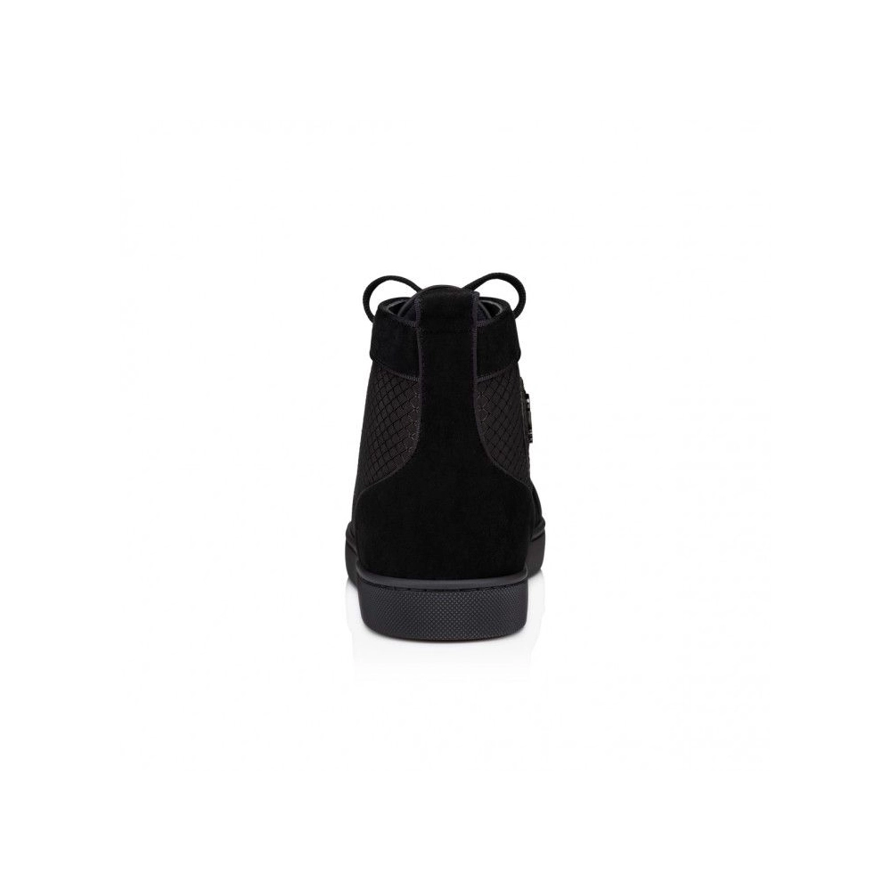 Replica Christian Louboutin Louis High-Top Sneakers Patent Calf Leather Black, Fake Christian Louboutin Shoes
