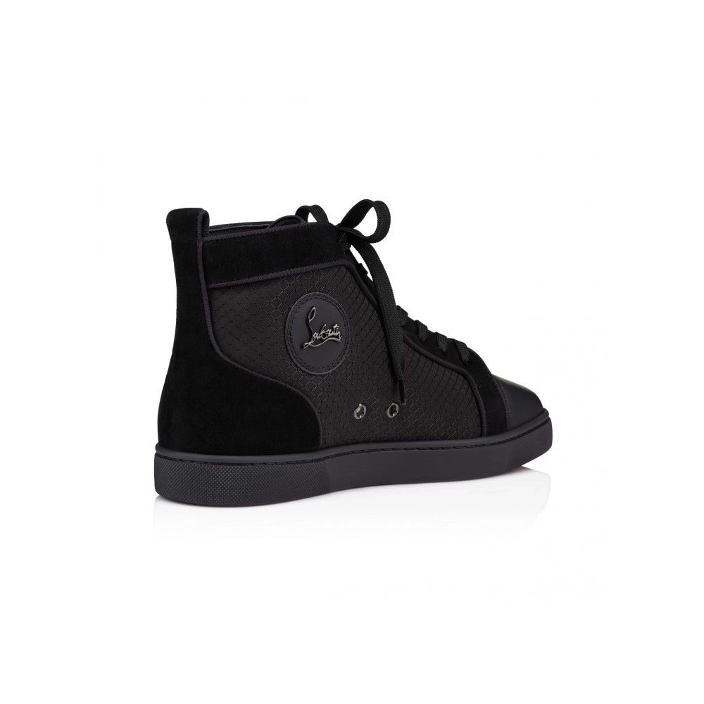 Replica Christian Louboutin Louis High-Top Sneakers Patent Calf Leather Black, Fake Christian Louboutin Shoes