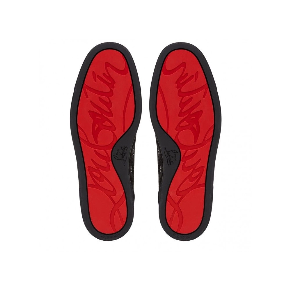 Replica Christian Louboutin Louis High-Top Sneakers Patent Calf Leather Black, Fake Christian Louboutin Shoes