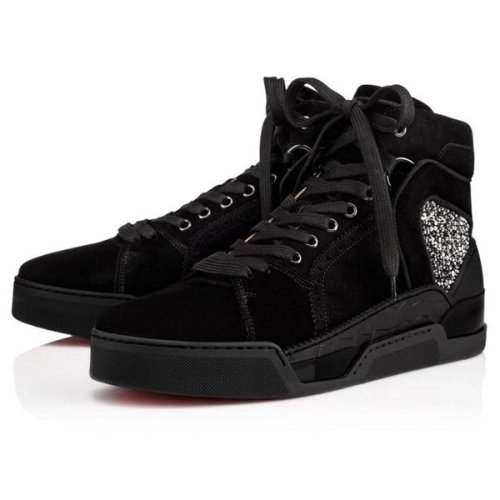 cheap Christian Louboutin High-top Loubikick Version Black Suede sale
