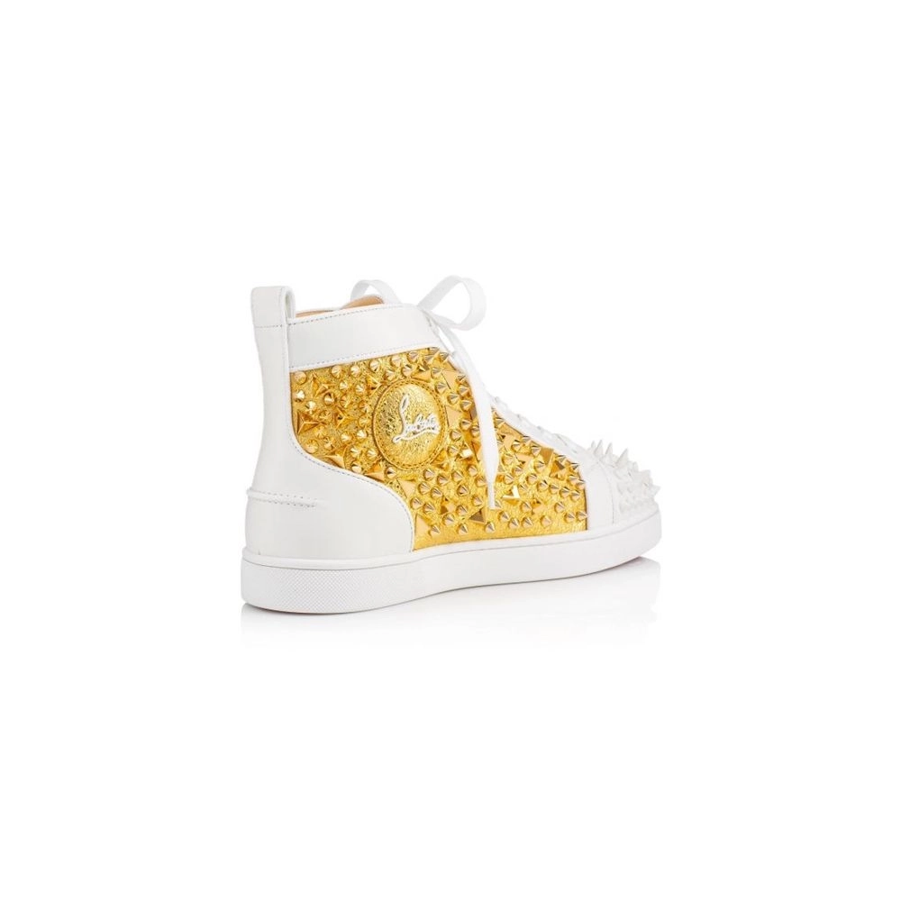 cheap Christian Louboutin High-top No Limit Flat Latte gold Calf Sneaker sale