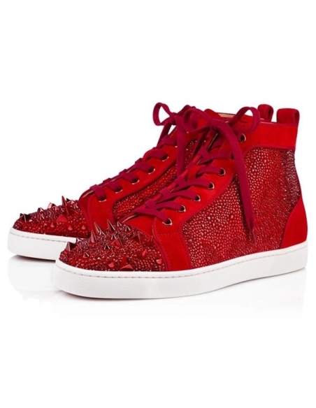 cheap Christian Louboutin High-top Lou Pik Pik STR Version Loubi Strass sale