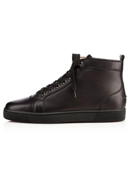 cheap Christian Louboutin High-top Louis Spikes Black black Calf Sneaker sale