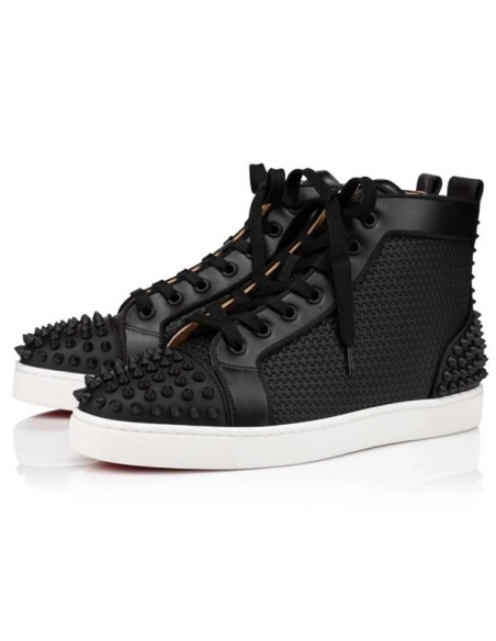 cheap Christian Louboutin High-top Lou Spikes 2 Black black Mat Gomme sale