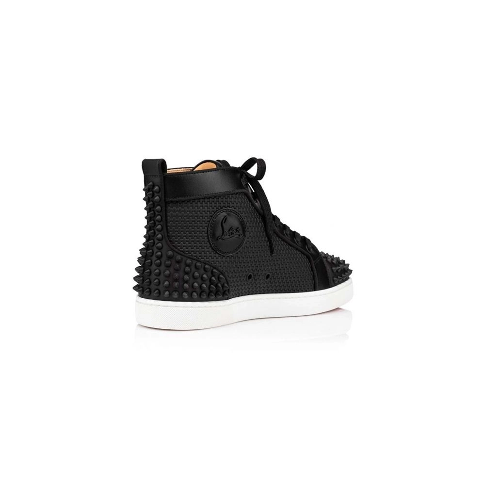 cheap Christian Louboutin High-top Lou Spikes 2 Black black Mat Gomme sale