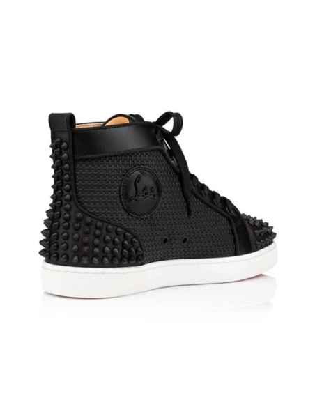 cheap Christian Louboutin High-top Lou Spikes 2 Black black Mat Gomme sale