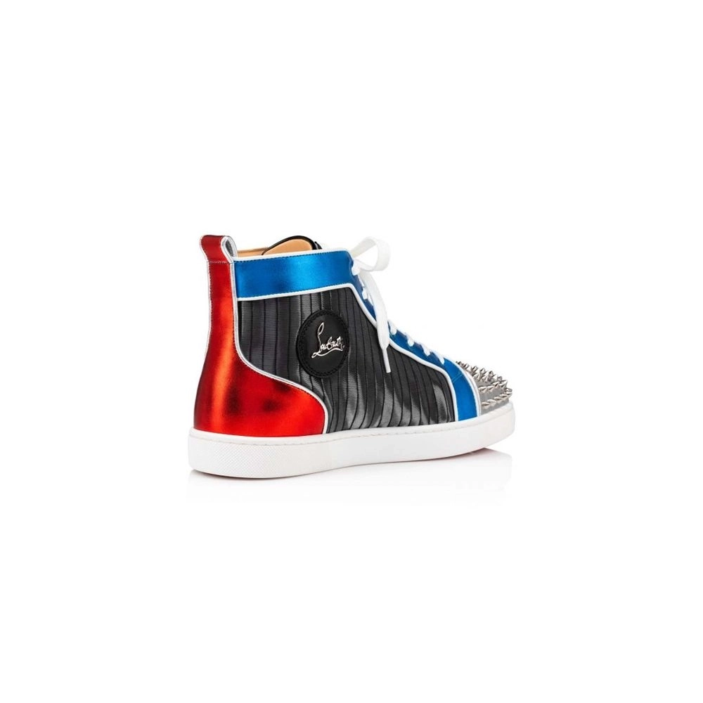 cheap Christian Louboutin High Top Lou Spikes Orlato Version Multi Fabric sale