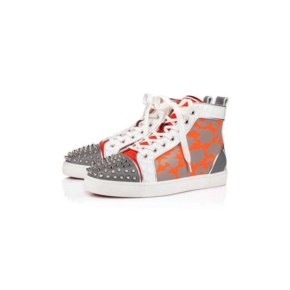 cheap Christian Louboutin High Top Fun Lou Spikes Version Multi Calf sale