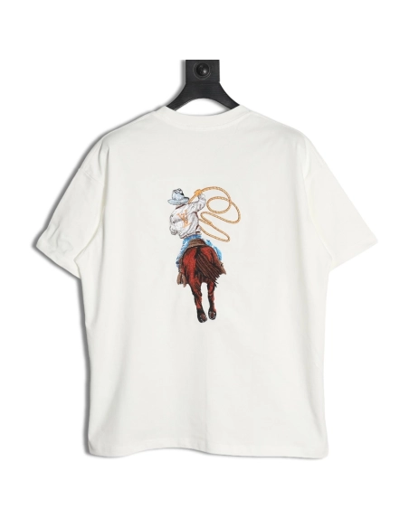 Louis Vuitton Western Denim Embroidered Short Sleeve TShirt,cheap Louis Vuitton