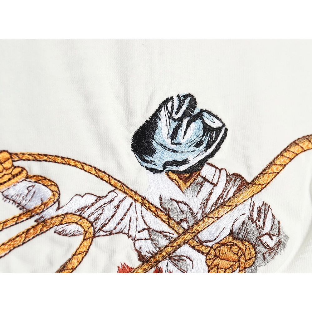 Louis Vuitton Western Denim Embroidered Short Sleeve TShirt,cheap Louis Vuitton