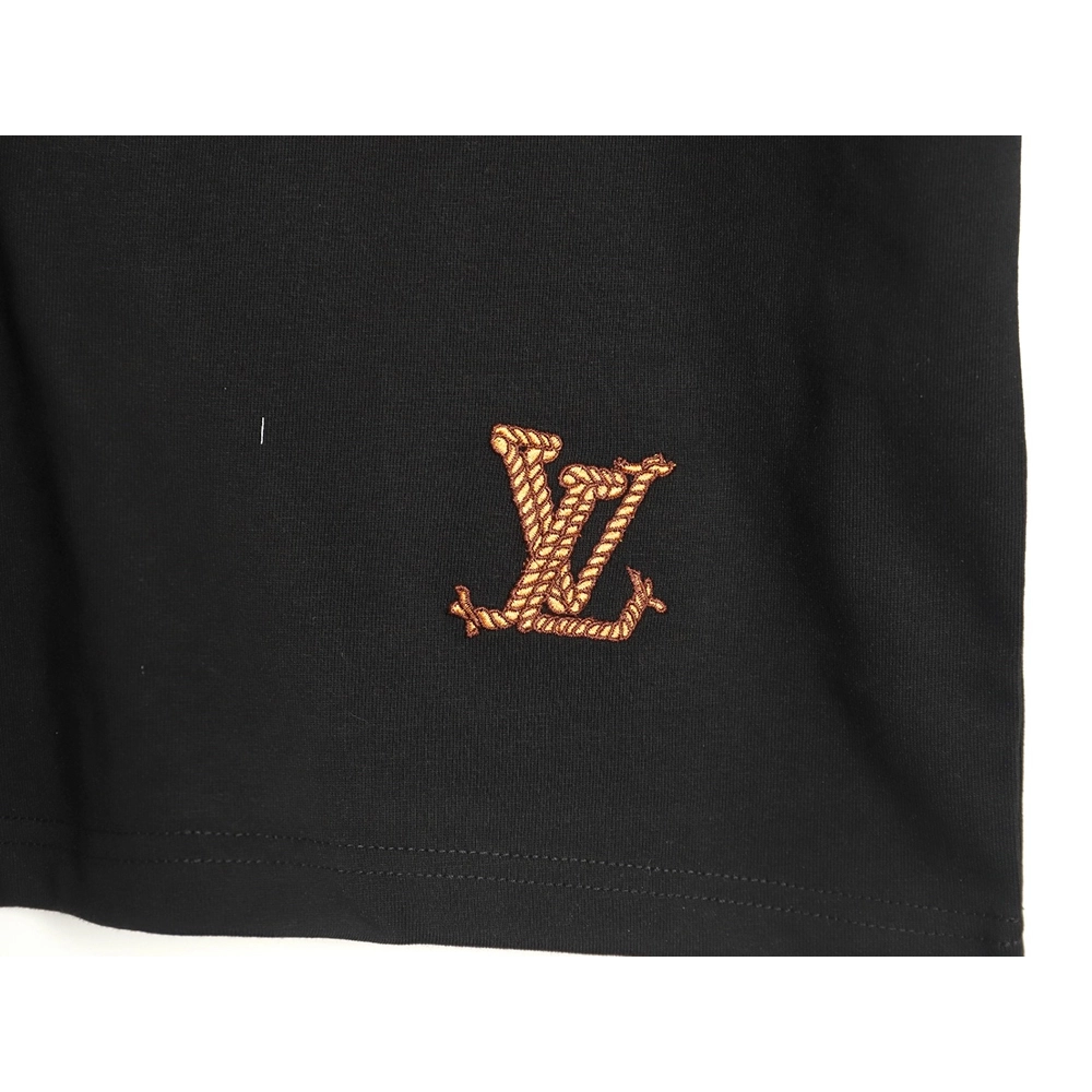 Louis Vuitton Western Denim Embroidered Short Sleeve TShirt,cheap Louis Vuitton