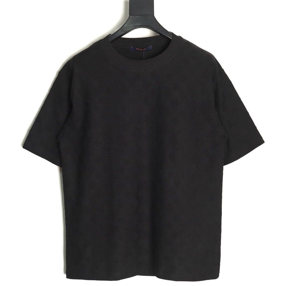 Louis Vuitton full print monogram dark pattern jacquard short sleeve Tshirt,cheap Louis Vuitton