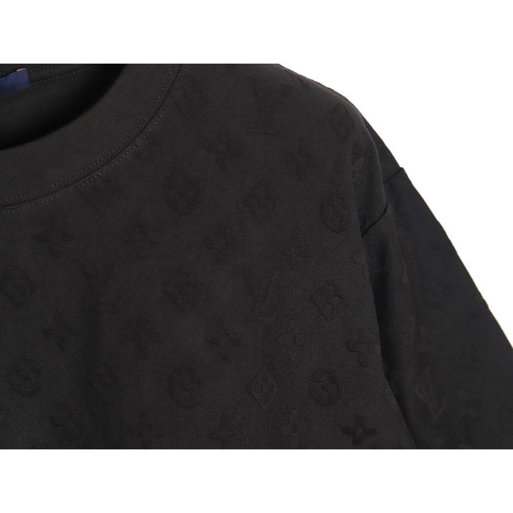 Louis Vuitton full print monogram dark pattern jacquard short sleeve Tshirt,cheap Louis Vuitton