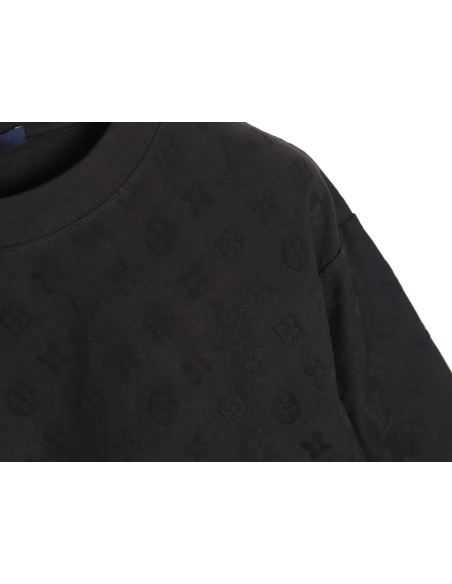 Louis Vuitton full print monogram dark pattern jacquard short sleeve Tshirt,cheap Louis Vuitton