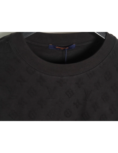 Louis Vuitton full print monogram dark pattern jacquard short sleeve Tshirt,cheap Louis Vuitton