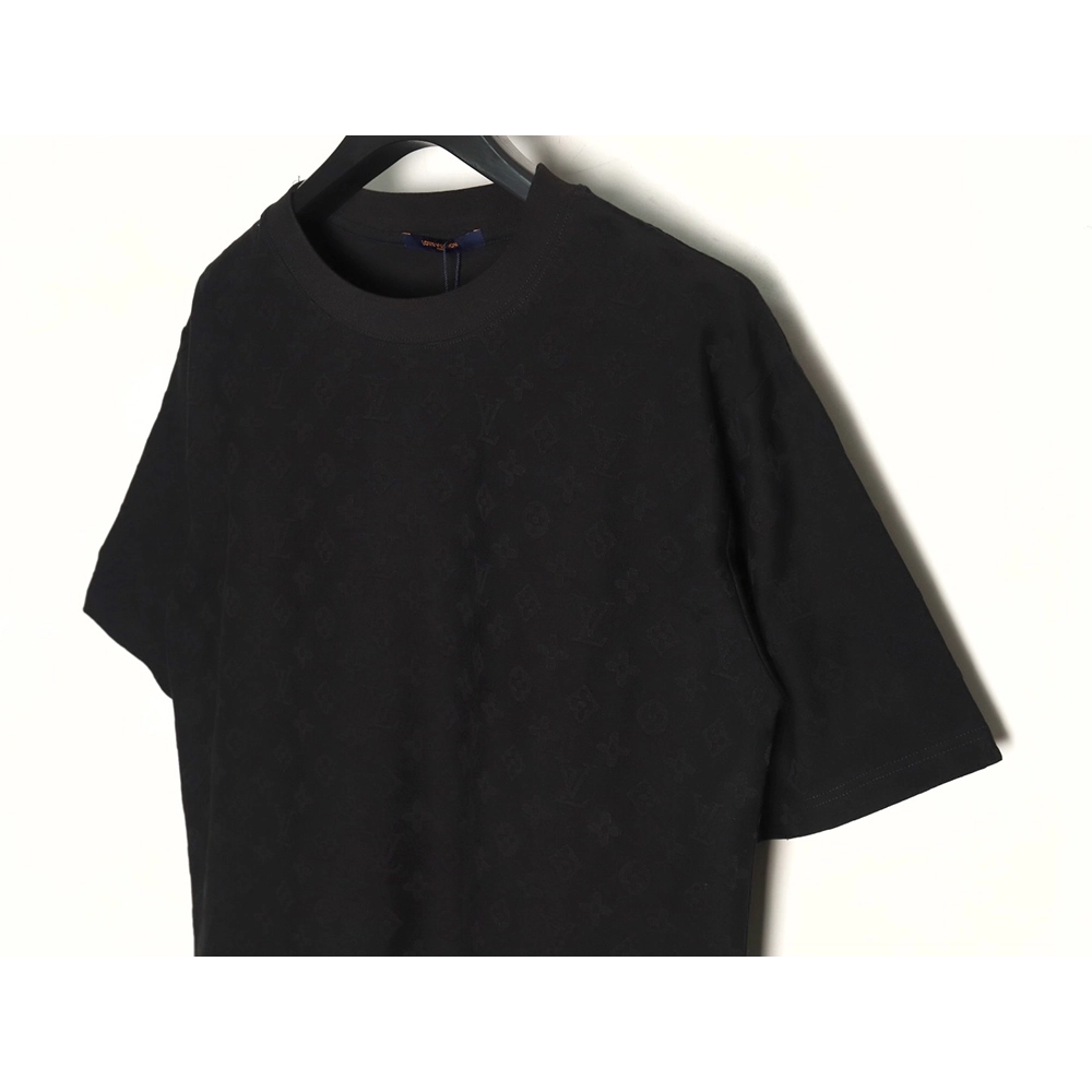 Louis Vuitton full print monogram dark pattern jacquard short sleeve Tshirt,cheap Louis Vuitton