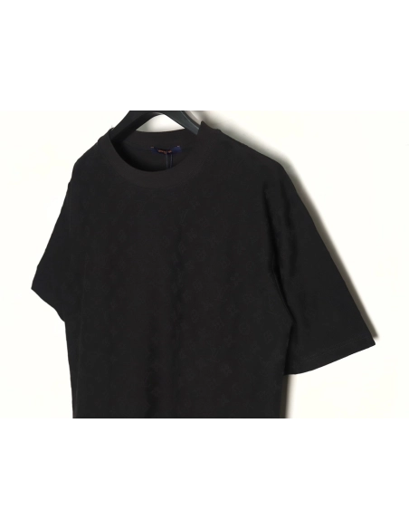Louis Vuitton full print monogram dark pattern jacquard short sleeve Tshirt,cheap Louis Vuitton