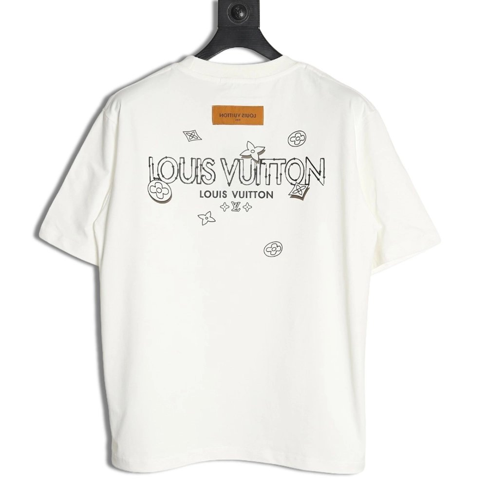 Louis Vuitton fourleaf clover and back logo print shortsleeved Tshirt,cheap Louis Vuitton