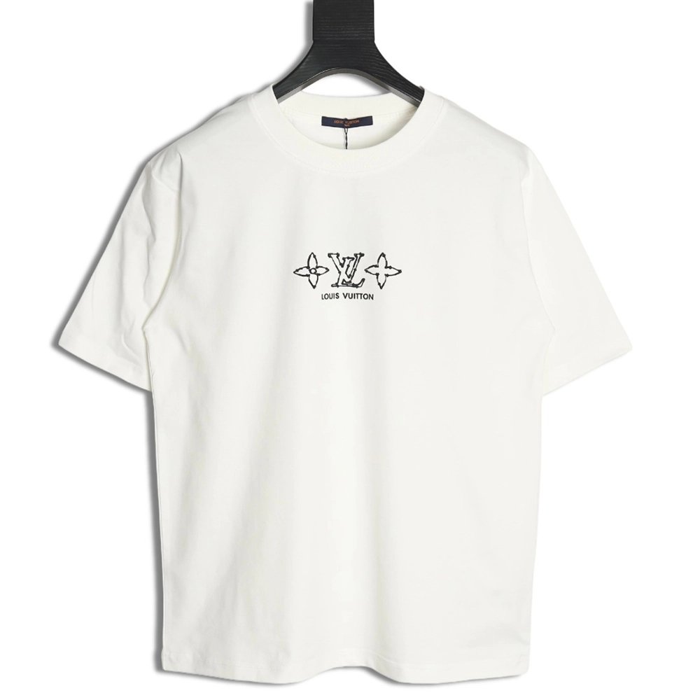 Louis Vuitton fourleaf clover and back logo print shortsleeved Tshirt,cheap Louis Vuitton