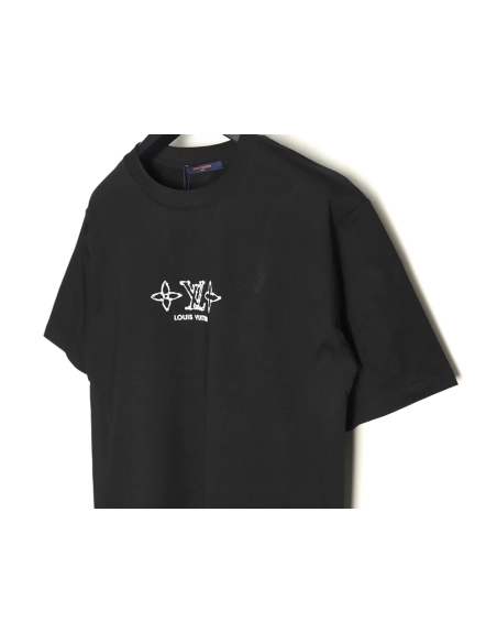 Louis Vuitton fourleaf clover and back logo print shortsleeved Tshirt,cheap Louis Vuitton