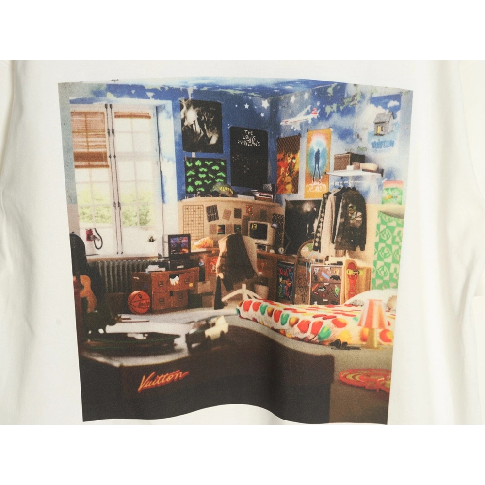 Louis Vuitton oil painting graffiti print short sleeves,cheap Louis Vuitton