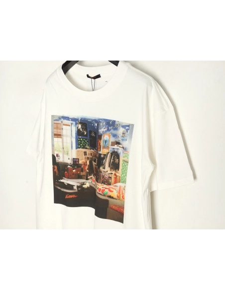 Louis Vuitton oil painting graffiti print short sleeves,cheap Louis Vuitton