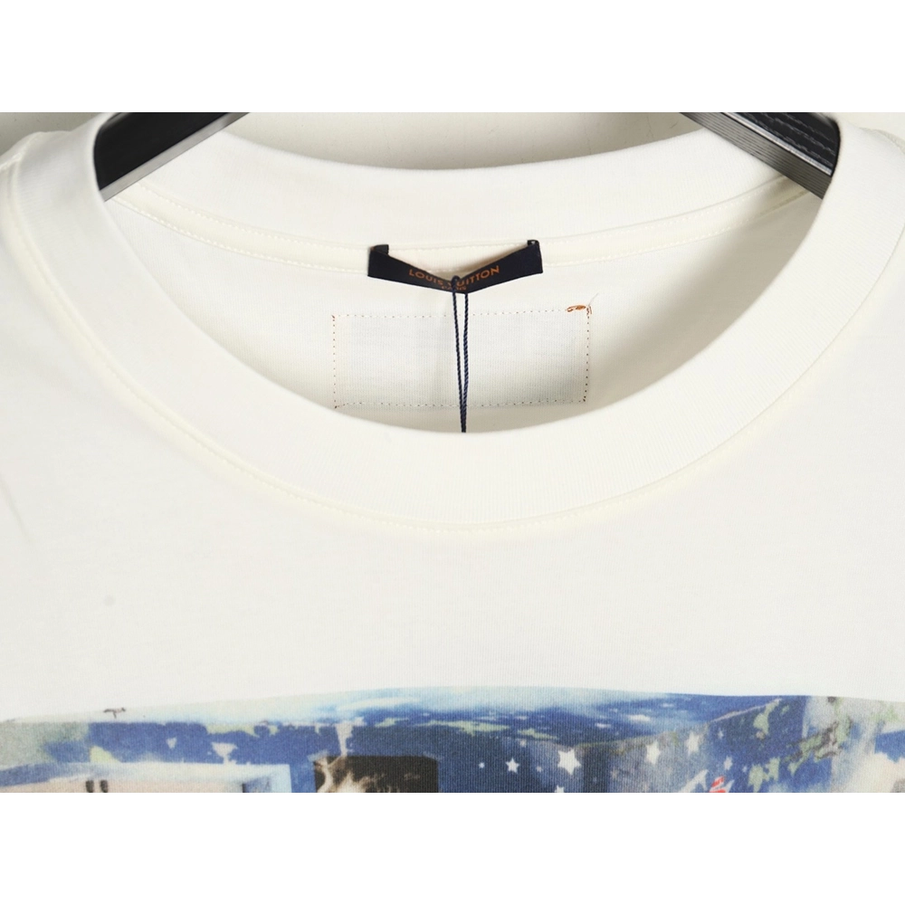 Louis Vuitton oil painting graffiti print short sleeves,cheap Louis Vuitton