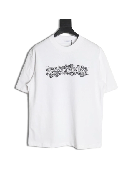 Givenchy floral embroidered lettering logo short sleeves,cheap Givenchy