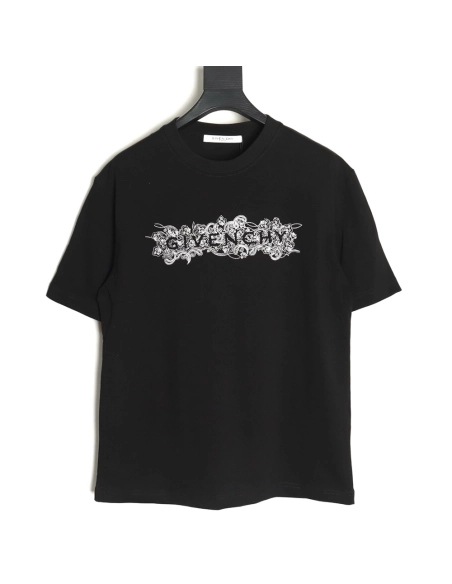 Givenchy floral embroidered lettering logo short sleeves,cheap Givenchy