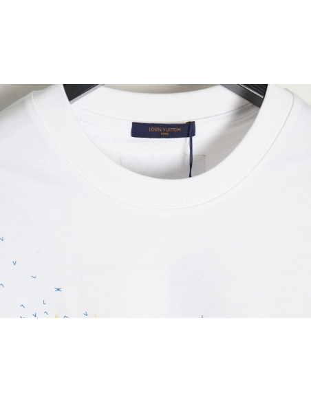 Louis Vuitton small airplane printed letter logo short sleeves,cheap Louis Vuitton