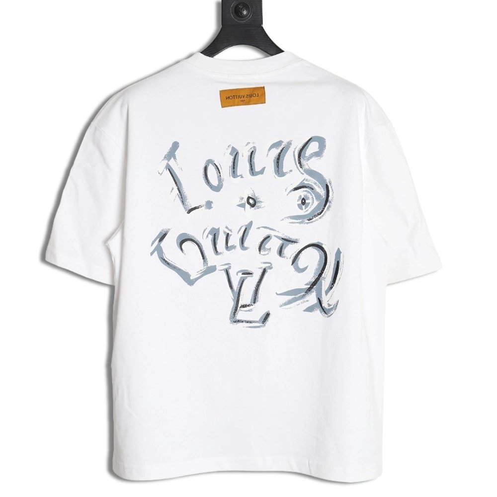 Louis Vuitton handpainted graffiti lettering print short sleeves,cheap Louis Vuitton