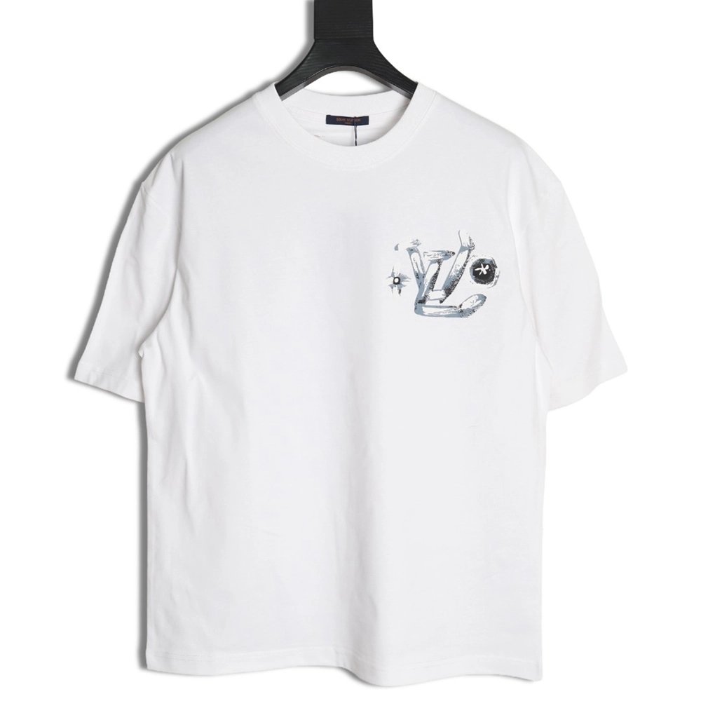 Louis Vuitton handpainted graffiti lettering print short sleeves,cheap Louis Vuitton