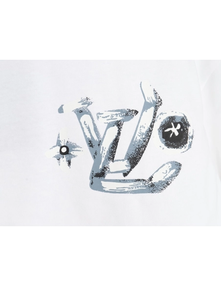 Louis Vuitton handpainted graffiti lettering print short sleeves,cheap Louis Vuitton