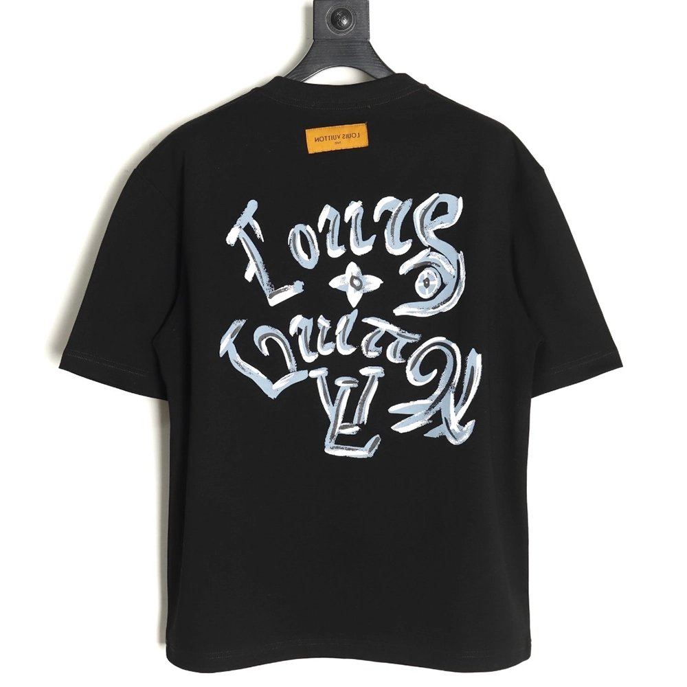 Louis Vuitton handpainted graffiti lettering print short sleeves,cheap Louis Vuitton