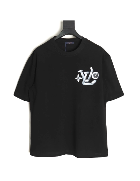 Louis Vuitton handpainted graffiti lettering print short sleeves,cheap Louis Vuitton