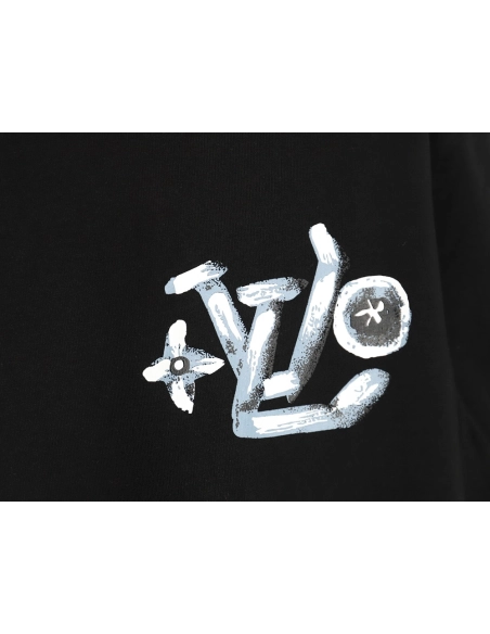 Louis Vuitton handpainted graffiti lettering print short sleeves,cheap Louis Vuitton
